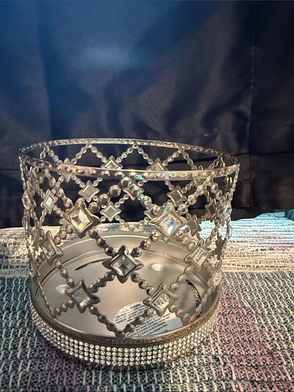 Decorative Metal Candle Holders with Crystal Accents - Set of 2